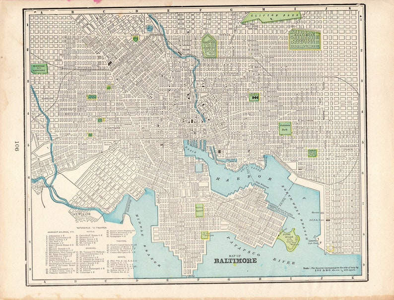 1900 Antique Baltimore City Map Street Map Of Baltimore Etsy 1900 Antique Baltimore City Map Street Map Of Baltimore Etsy