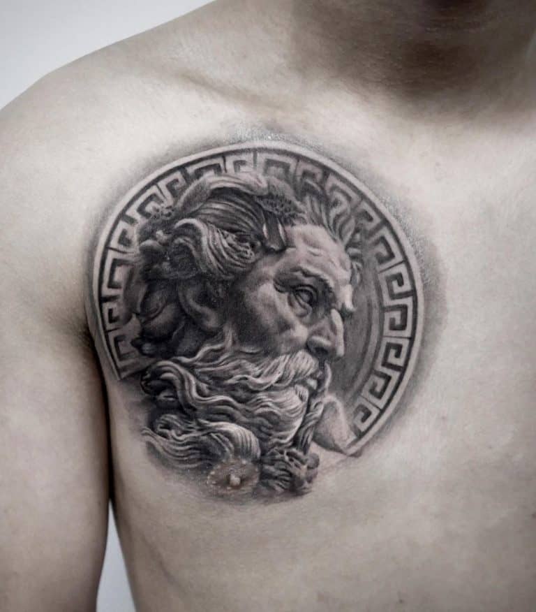 Bearded Greek Statue Head Tattoo: Timeless Ink Inspiration