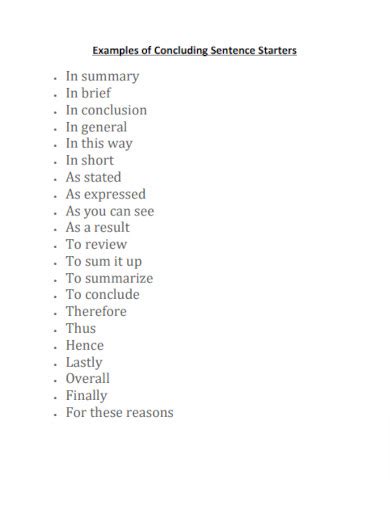 Concluding Sentence 40 Examples How To Types Pdf Concluding Sentence 40 Examples How To Types Pdf