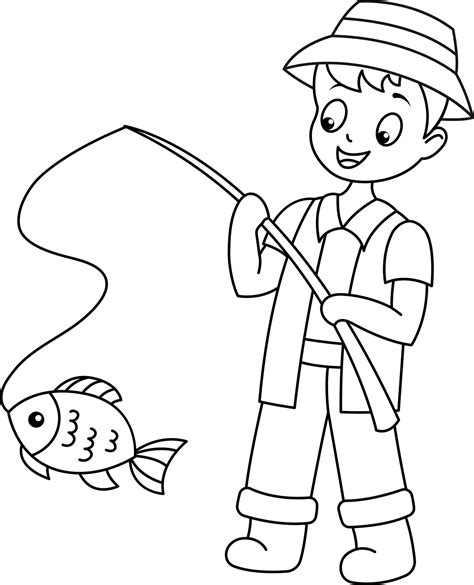 Creekshore Fisherman Outline: Free Printable Guide