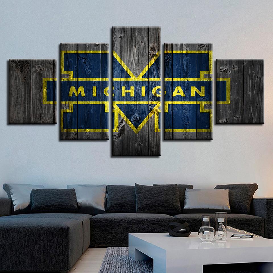 Michigan Wolverines Barnwood Sport 5 Panel Canvas Art Wall Decor Michigan Wolverines Barnwood Sport 5 Panel Canvas Art Wall Decor