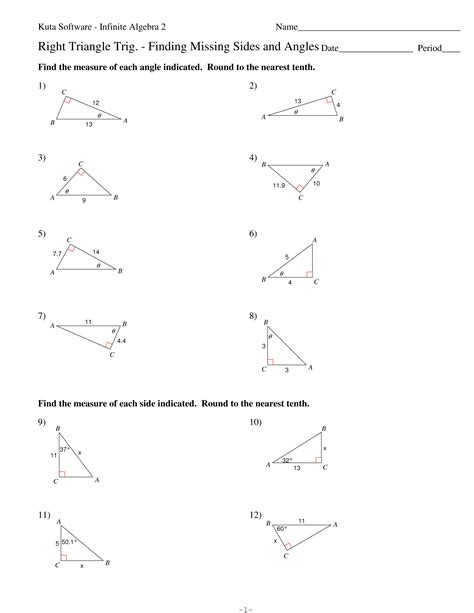 Right Triangle Trigonometry Finding Missing Sides And Angles Worksheet Right Triangle Trigonometry Finding Missing Sides And Angles Worksheet