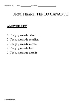 Spanish Worksheet Tengo Ganas De Tener By K Grams Creates Tpt Spanish Worksheet Tengo Ganas De Tener By K Grams Creates Tpt